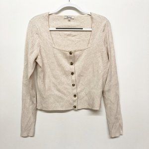 Cream Faux Button-Up Women's Sweater